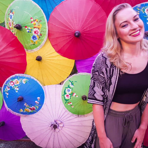 Colourful umbrellas at the Old Chiang Mai Cultural Center in Thailand