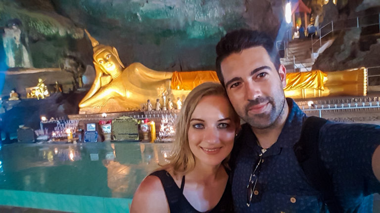 Reclining Buddha at the Monkey Cave during the James Bond island Tour from Phuket Thailand