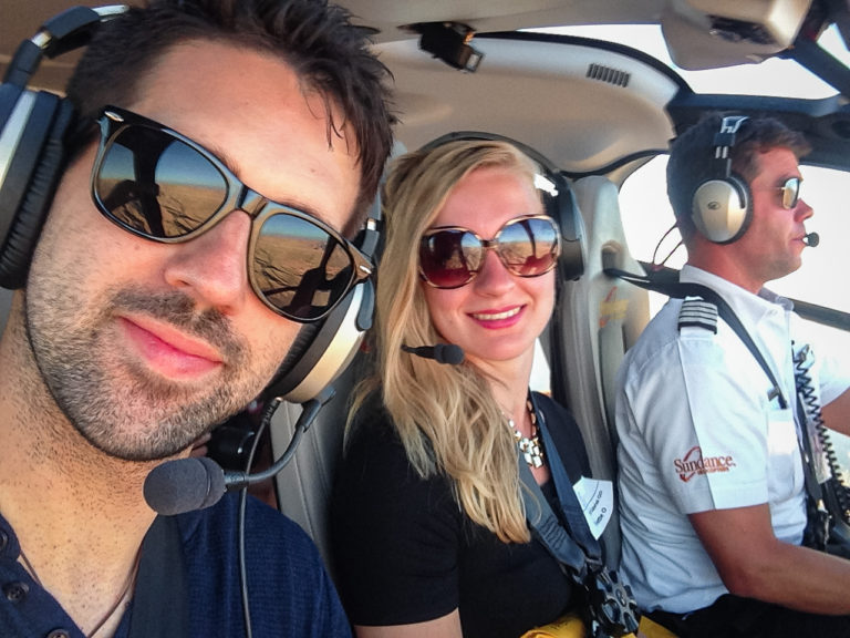 Flying in a helicopter over the Grand Canyon (Arizona - USA)
