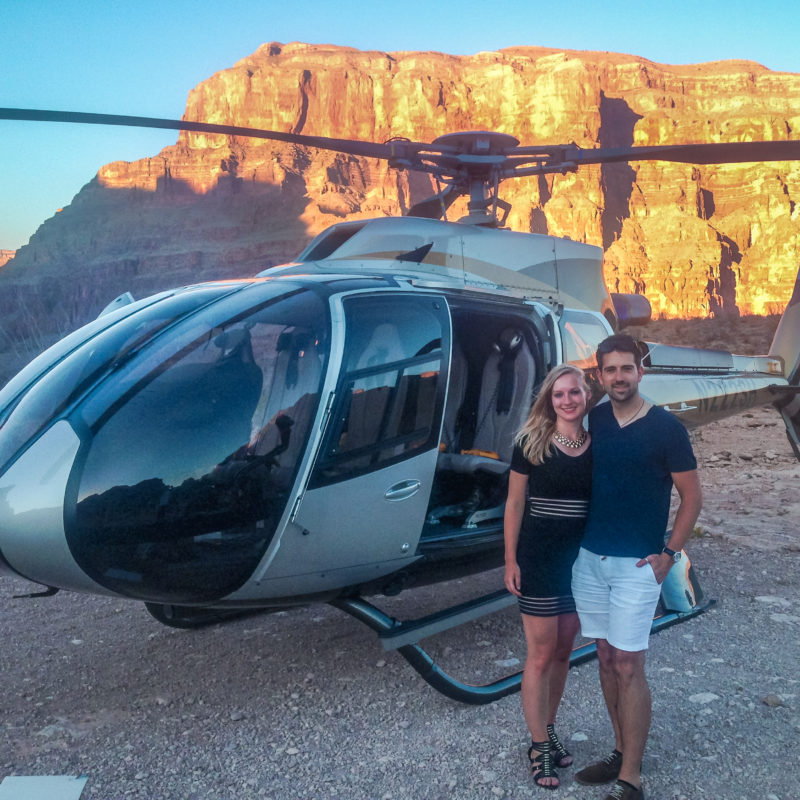 Posing in front of the helicopter at the Grand Canyon - Arizona, USA