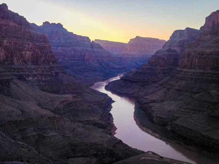 Colorado River - Sunset at the Grand Canyon - Helicopter Tour - Arizona, USA