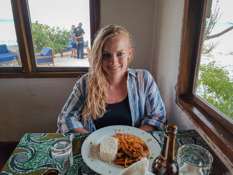 Having dinner at the Rock Restaurant in Zanzibar - Africa