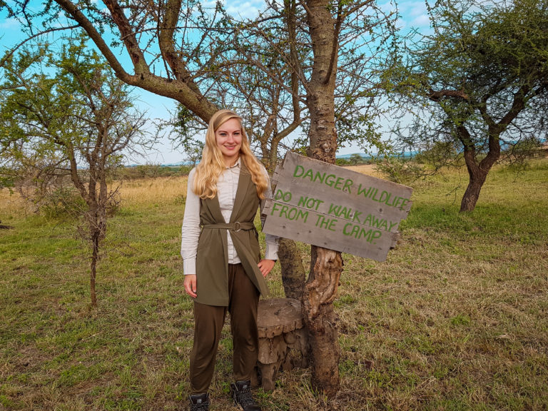 Danger wildlife sign at Serengeti National Park - Tanzania - Africa