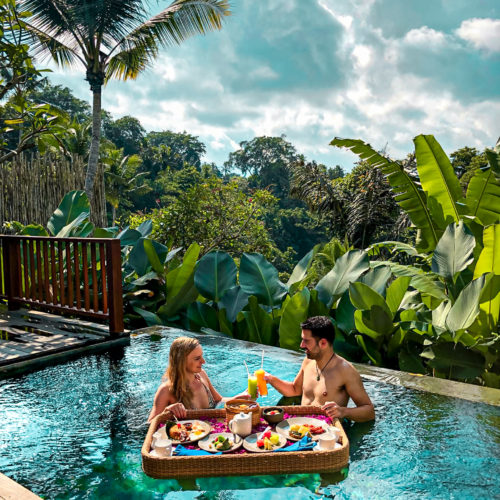 Floating breakfasts in a Bali Resort