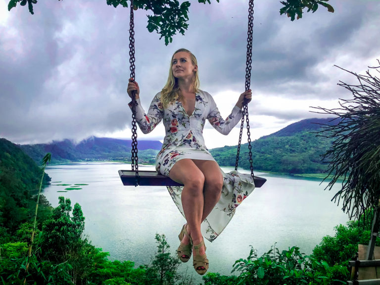 Instagrammable swing at the lake at Wanagiri Hidden Hill Bali