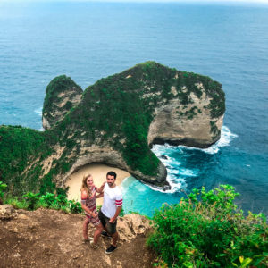 Kelingking beach in Nusa Penida. Best pictures are taken from a tree.