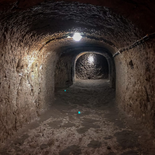 Tunnel in Derinkuyu Underground City Cappadocia. Part of the Green Tour.