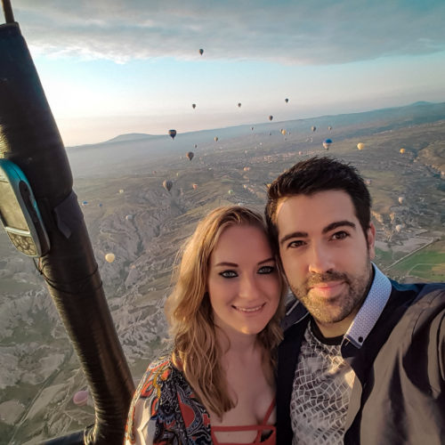 Selfie from the hot air balloon in Cappadocia