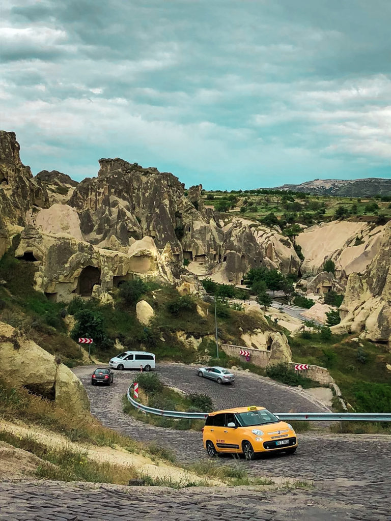 Road from the Goreme Open Air Museum to the Canyon in Cappadocia