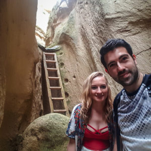 Wooden ladder in the Goreme Canyon in Cappadocia