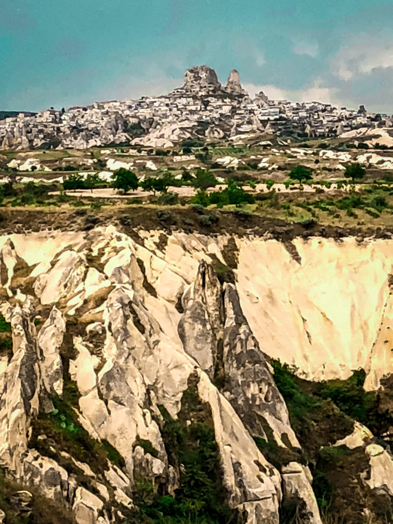 Views of Goreme Town from the parking lot leading to the Canyon