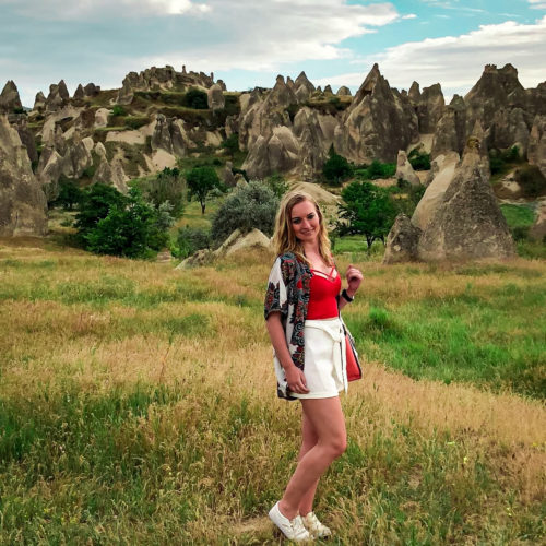 Rock formations in Rose Valley Cappadocia