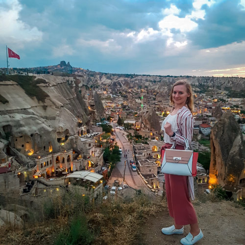 Sunset at Goreme viewpoint in Cappadocia