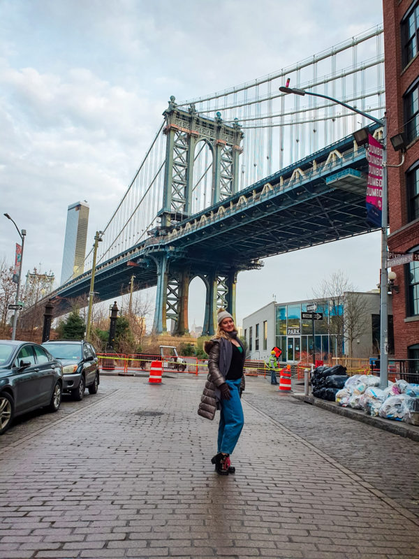 Manhattan Bridge captioned from the end of the street at Dumbo (Brooklyn). Only works with wide-angle lens.