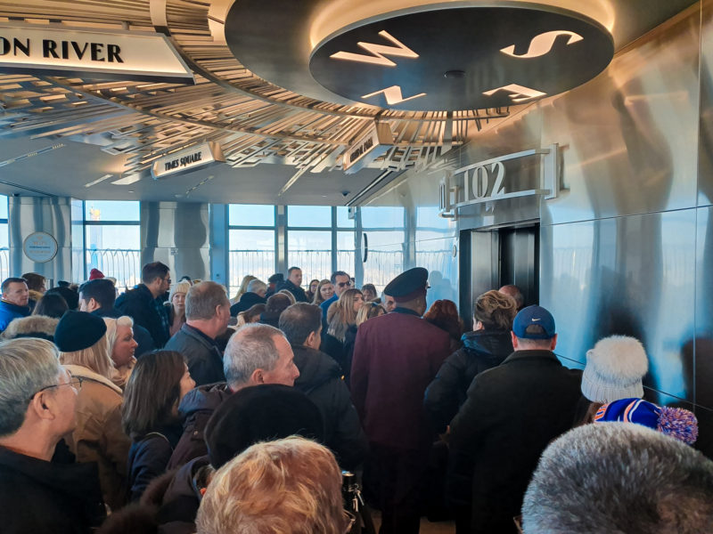 Massive queue for the lifts to the 102nd floor observatory deck of the Empire State Building