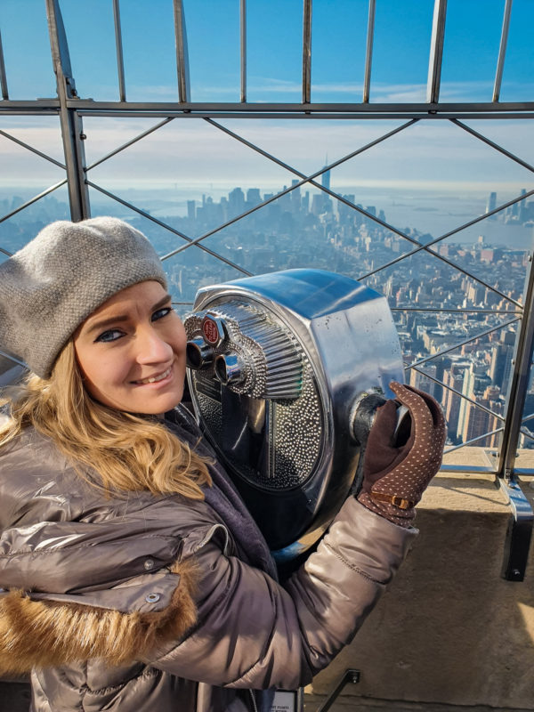 Views from the 86th floor observatory deck of the Empire State Building on a clear day