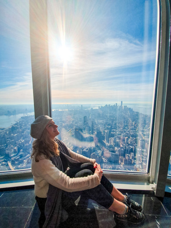 Views from the 102nd floor observatory deck of the Empire State Building on a clear day