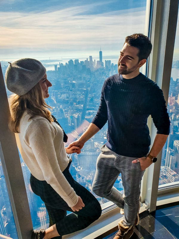 Views from the 102nd floor observatory deck of the Empire State Building on a clear day