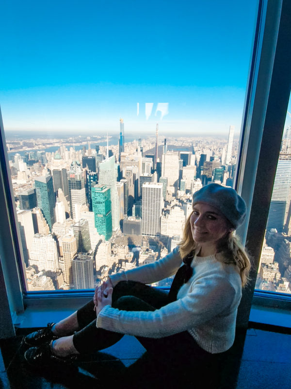 Views from the 102nd floor observatory deck of the Empire State Building on a clear day