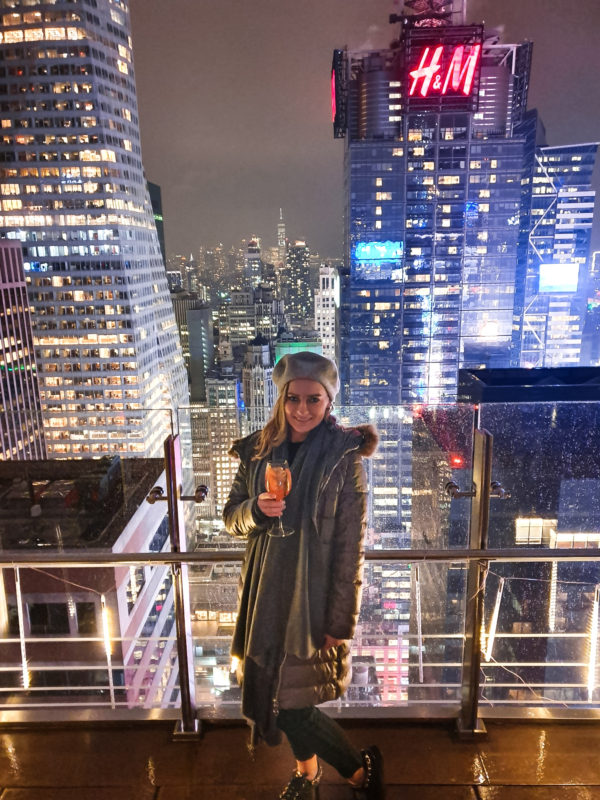 Times Square views from the rooftop terrace at Bar 54 in New York City