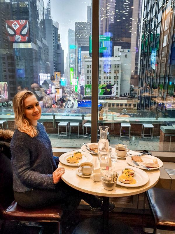 Times Square views from the breakfast room at SuperNova in New York City