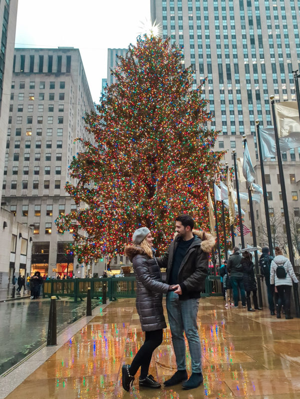 Giant Christmas tree at the Rockefeller Center in New York City