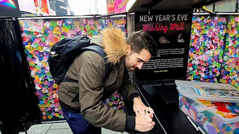 Making a new year's wish for the Ball Drop in New York City
