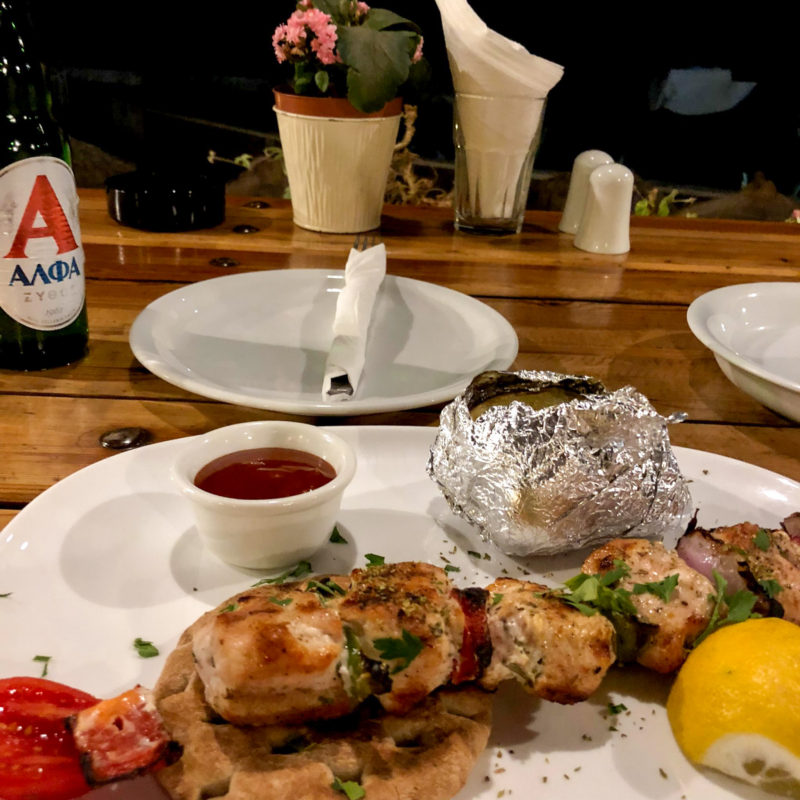 Authentic Greek dinner at restaurant Kalosta in Mykonos
