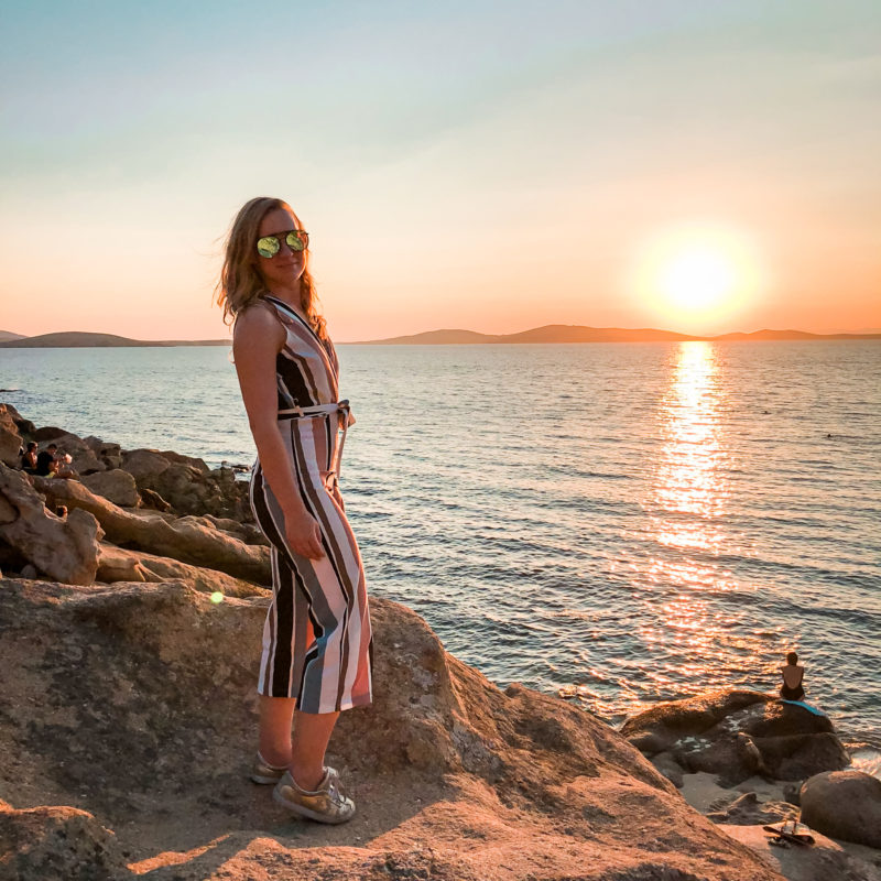 Sunset at Agios Ioannis Beach in Mykonos - Greece