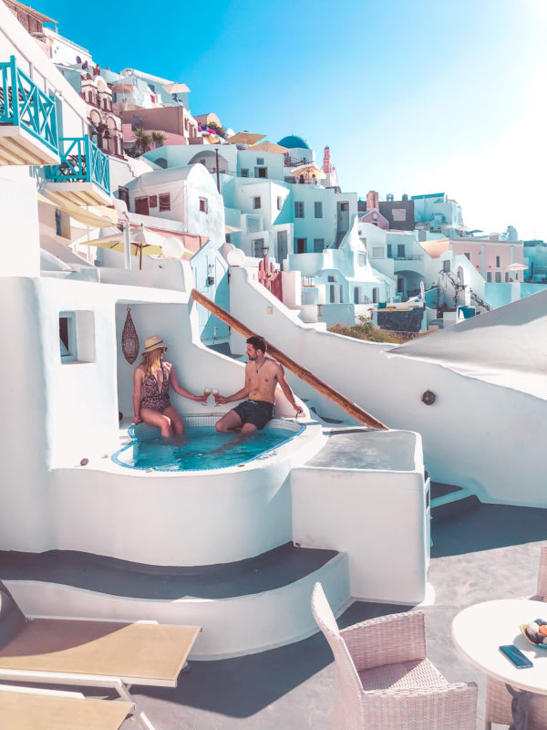 Private Jacuzzi on the terrace of the Honeymoon Suite (Prime Suites) in Oia, Santorini, Greece
