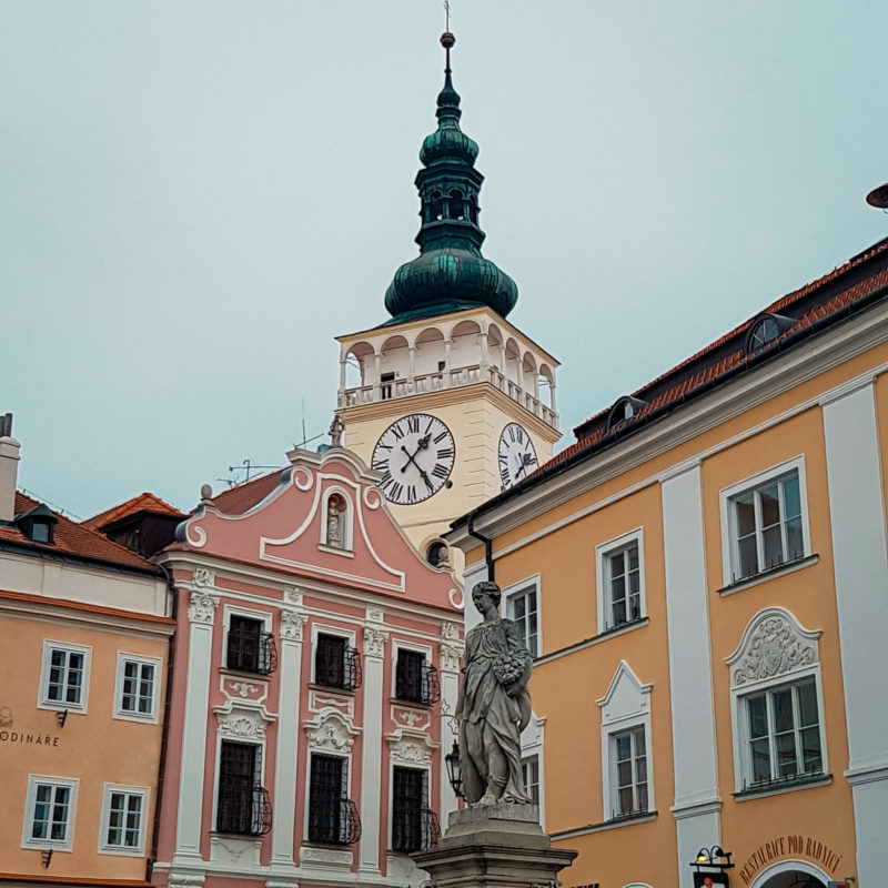 Historic tower of the church of St. Wenceslas in Mikulov, Czech Republic