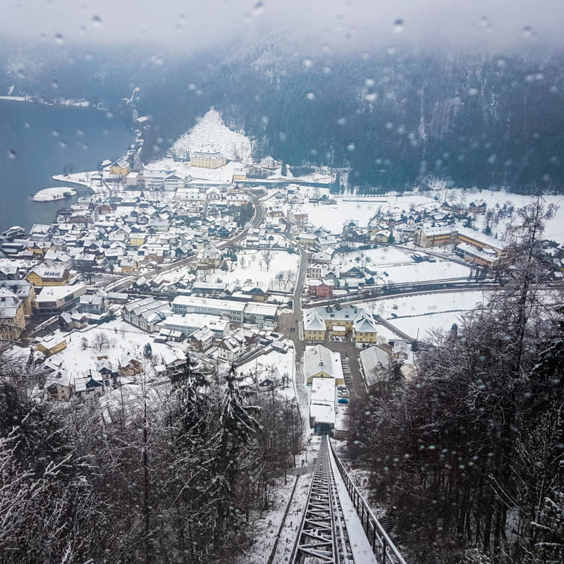 Views from the Salzbergbahn Funicular to the Hallstatt Skywalk viewing platform
