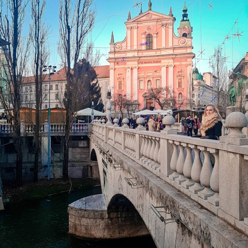 Preseren Square from the Triple Bridge in Ljubljana - Slovenia