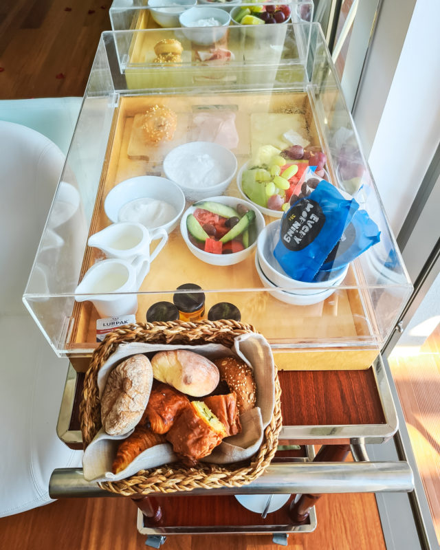Breakfast Trolley for fresh made to order breakfast at Lesante Blu resort in Zakynthos, Greece