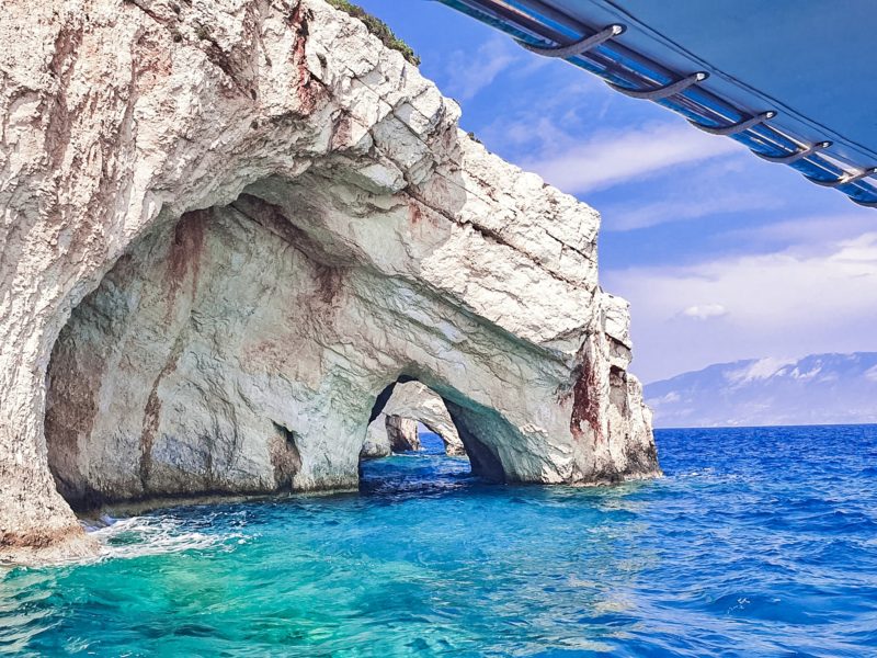 Blue Caves as seen from a boat tour in Zakynthos (Greece)