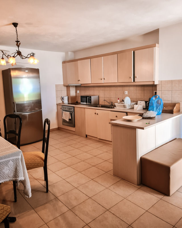 Kitchen of ground floor apartment at Armyra Villas in Zakynthos, Greece