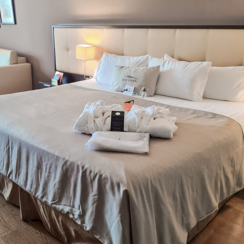 Bed in Double Room, Sea View at hotel Sol Y Mar in Calpe, Costa Blanca, Spain
