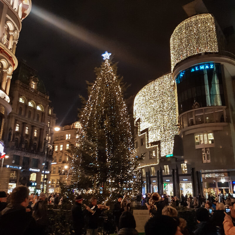 Christmas lights at Stephansplatz in Vienna, Austria