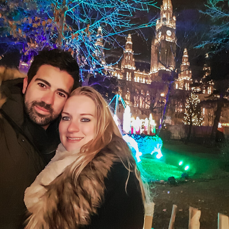 Couple at the Christmas market in Vienna, Austria