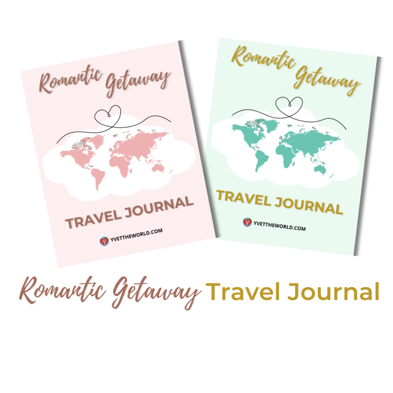 Cover of Romantic Getaway Travel Journal for Couples - available in Blush Pink and Mint Green