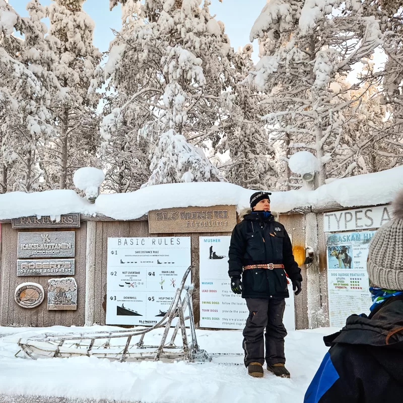 What to expect from Husky Sledding in Finnish Lapland as a couple - receiving instructions