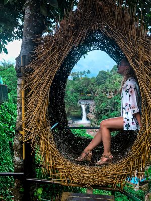 Instagrammable bird nest at Tegenungan waterfall in Ubud Bali