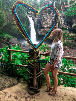 Rainbow heart at Tegenungan waterfall in Ubud Bali #waterfallinlove