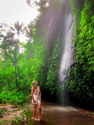 Hidden waterfall at Tukad Cepung in Bali