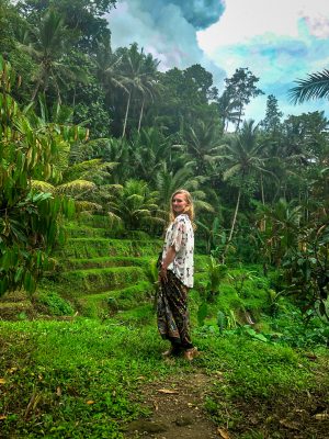 Rice fields at the Gunung Kawi temple in Ubud Bali